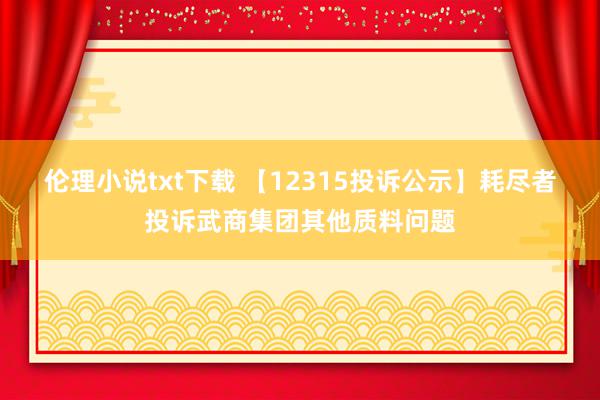 伦理小说txt下载 【12315投诉公示】耗尽者投诉武商集团其他质料问题