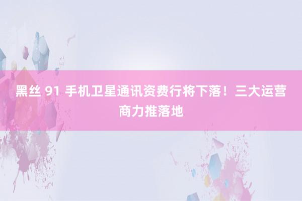 黑丝 91 手机卫星通讯资费行将下落！三大运营商力推落地