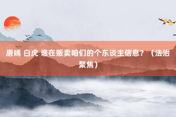 唐嫣 白虎 谁在贩卖咱们的个东谈主信息？（法治聚焦）