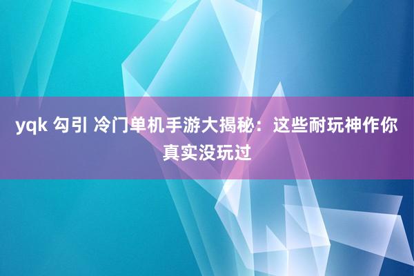 yqk 勾引 冷门单机手游大揭秘：这些耐玩神作你真实没玩过