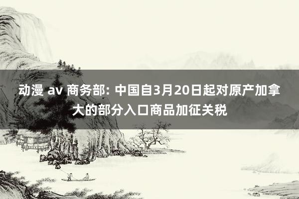 动漫 av 商务部: 中国自3月20日起对原产加拿大的部分入口商品加征关税