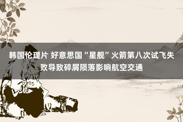 韩国伦理片 好意思国“星舰”火箭第八次试飞失败导致碎屑陨落影响航空交通