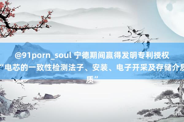 @91porn_soul 宁德期间赢得发明专利授权: “电芯的一致性检测法子、安装、电子开采及存储介质”